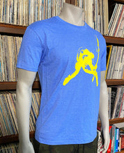 Load image into Gallery viewer, Gritty Smasher Tee - unisex, yellow on heather royal