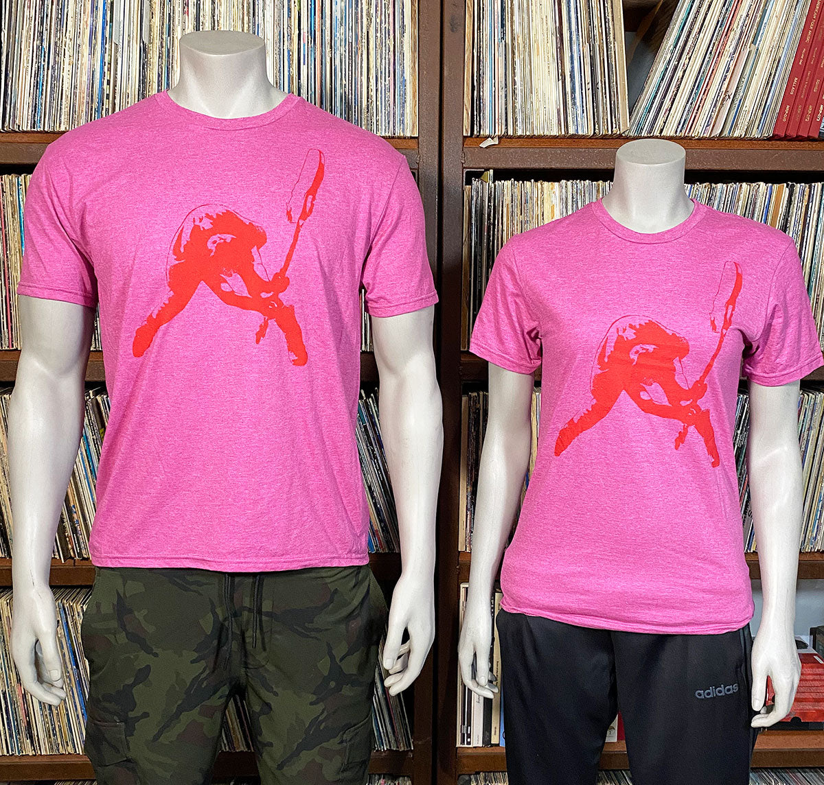 Gritty Smasher Tee - unisex, red on berry pink