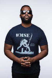 The Classic Navy Blue WMSE Guitar Smasher T-Shirt
